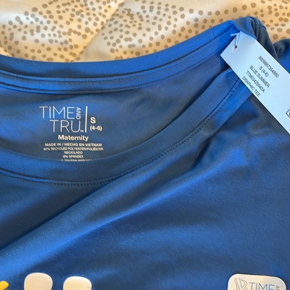 Time and Tru Women's Maternity Graphic Tee with Short Sleeves Size S (4-6) Blue - Picture 12 of 12